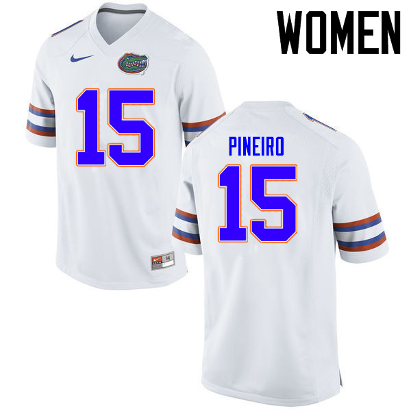 Women Florida Gators #15 Eddy Pineiro College Football Jerseys Sale-White